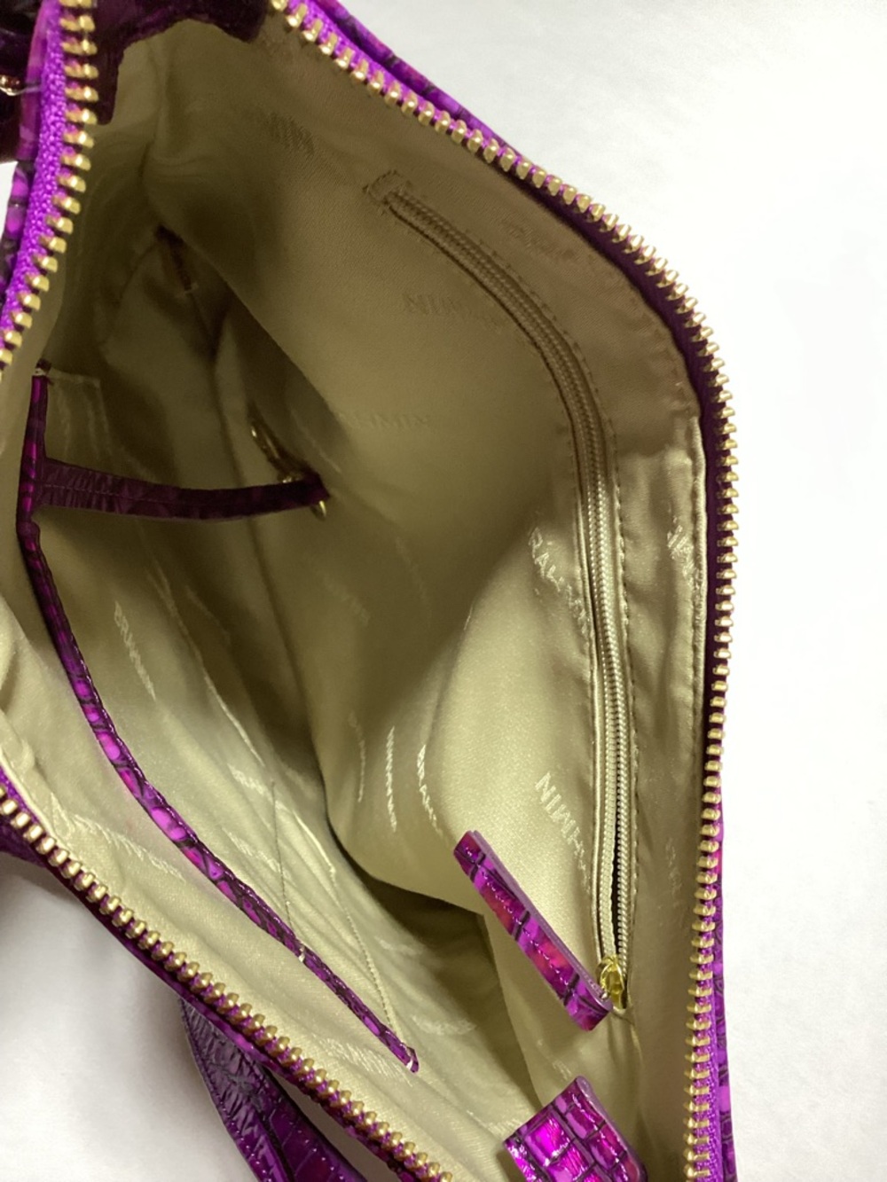 Brahmin Katie Crossbody Metallic Croc-Embossed Purple  Bag - Picture 12 of 14